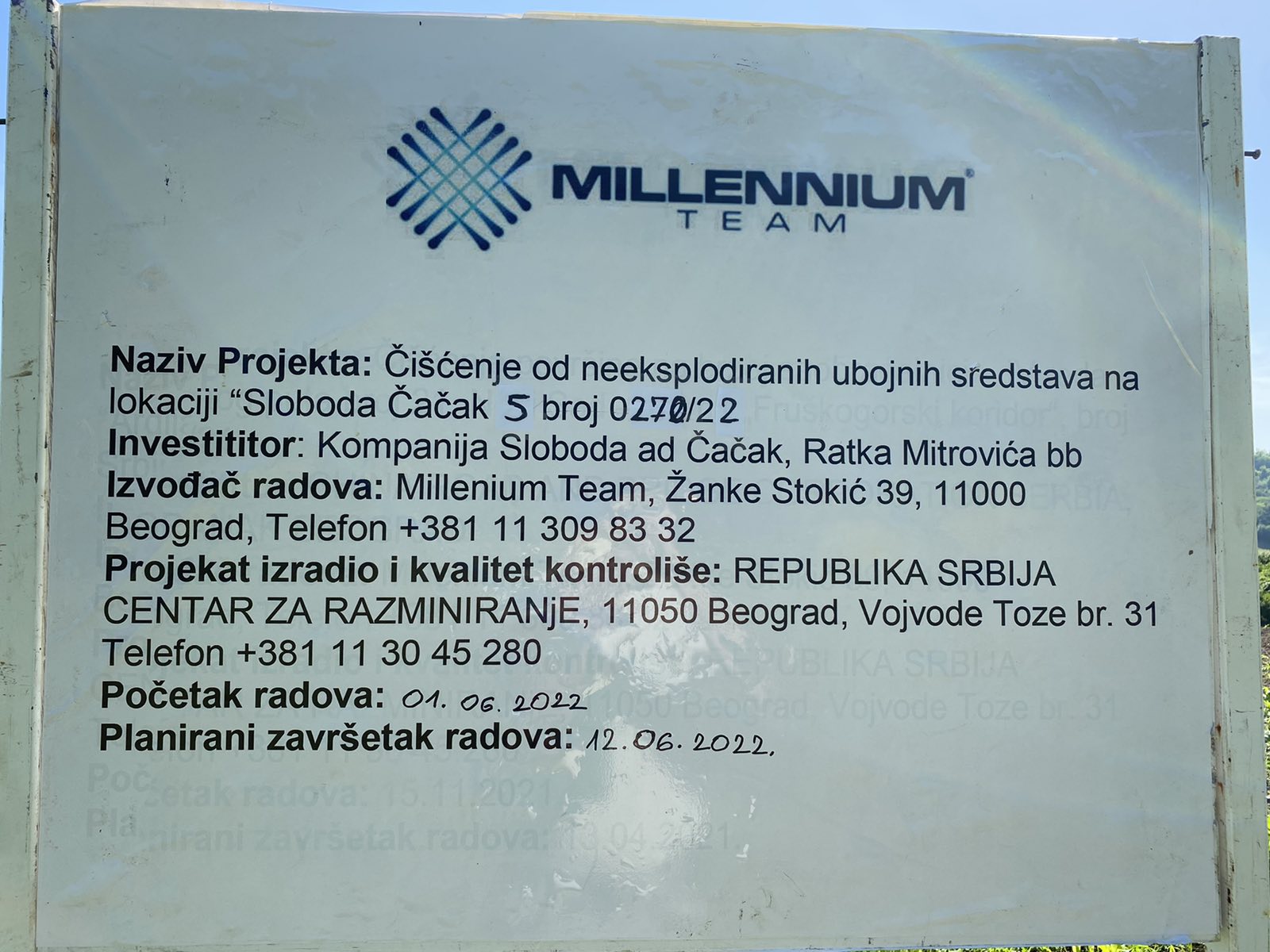 Commencement of UXO Clearance Project for Sloboda Čačak 5 site